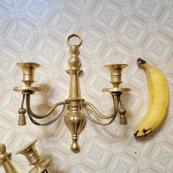 Brass Sconce Candleholder Set - Picture 6 of 10